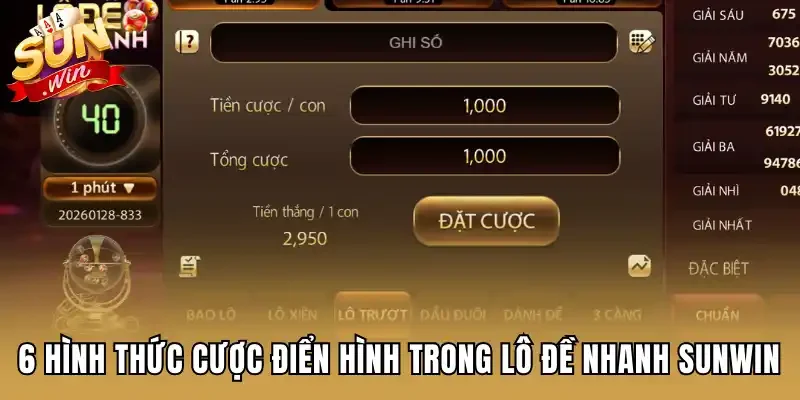 6 Hình thức cược điển hình trong Lô Đề Nhanh Sunwin